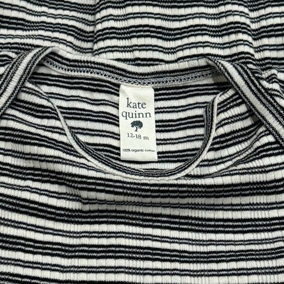 Kate Quinn 100% Cotton Black and White Stripe Textured Dress Summer Size 12-18mo - Picture 5 of 7